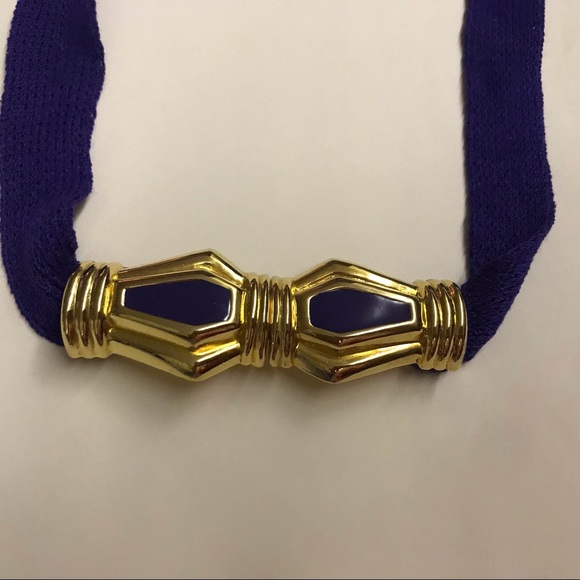 Designer Purple Knit Belt Gold Color Enamel on Both Parts of Buckle 31 7/8” Long - Picture 11 of 16